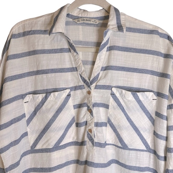 Zara Striped Lightweight Cotton‎ Popover Top 1821/024/060 Small - Picture 3 of 12